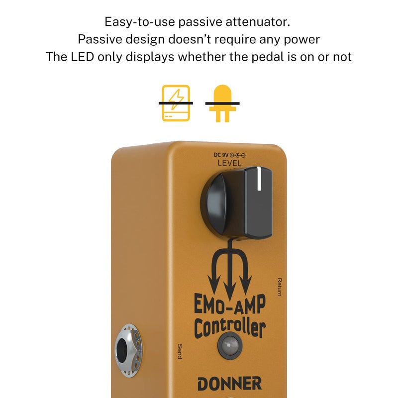 Donner Amp Attenuator Pedal, EMO AMP Box Controller Signal Converter Guitar Effect pedal with Mute Footswitch - Image 4
